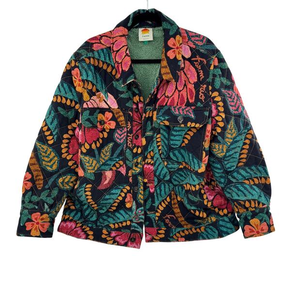 Farm Rio Women's Multicolor Floral Print Oversized Canvas Jacket Size Large - Picture 5 of 11